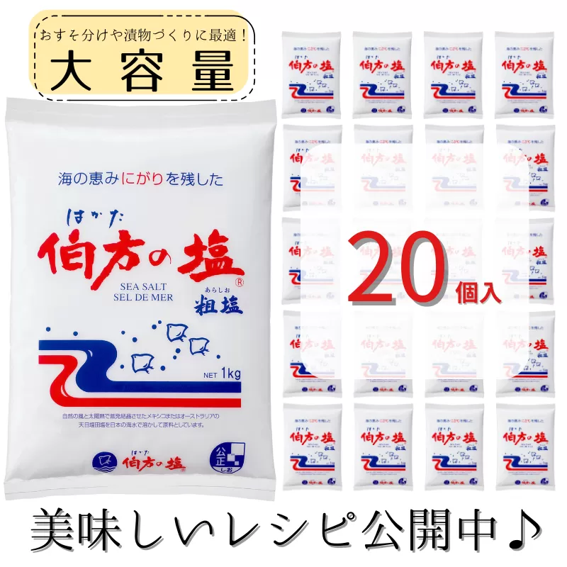 伯方の塩(粗塩)　1kg×20個