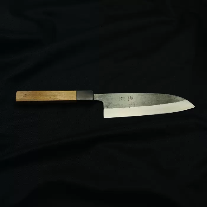 土佐黒打ち刃物 三徳包丁 約165mm 黒打ち積層 | 両刃 青紙2号 紫檀八角 ダマスカス 徳蔵オリジナル【37008】【グレイジア株式会社】 [ATAC138]