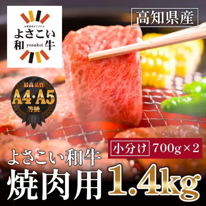 高知県産　よさこい和牛　焼肉用(約1.4kg)【小分け:約700g×2】