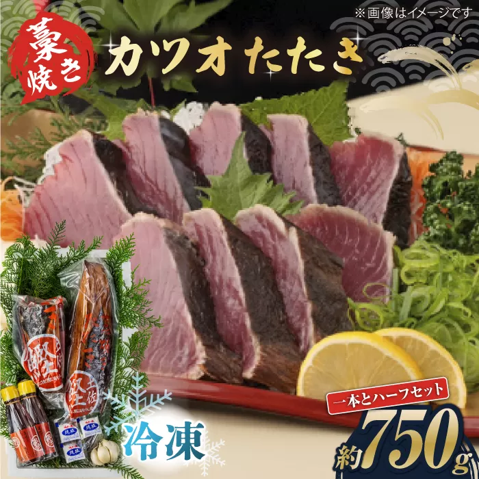 藁焼き　カツオのタタキ1節とハーフセット(冷凍)約750g 4.5〜6人前【土佐黒潮水産】 [ATCQ016]