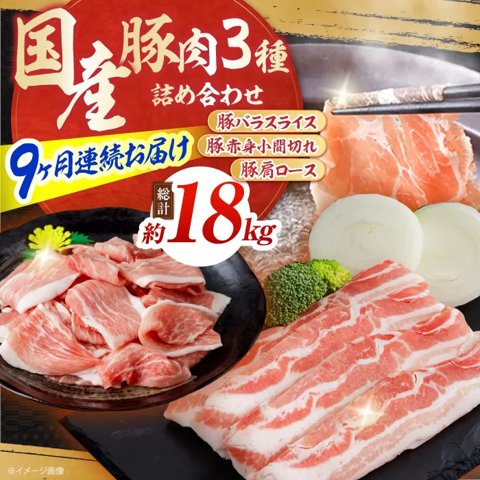 【9回定期便】お肉の定期便 国産 豚肉 詰め合わせ セット (6ヵ月) 総計約18kg バラ スライス 切り落とし 小間切れ 【(有)山重食肉】 [ATAP104]
