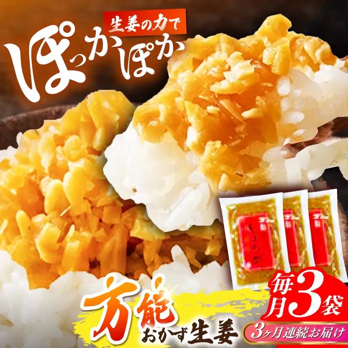 【3回定期便】高知の生姜使った【万能おかず生姜】3袋セット / しょうが おかずしょうが 【株式会社 四国健商】 [ATAF143]