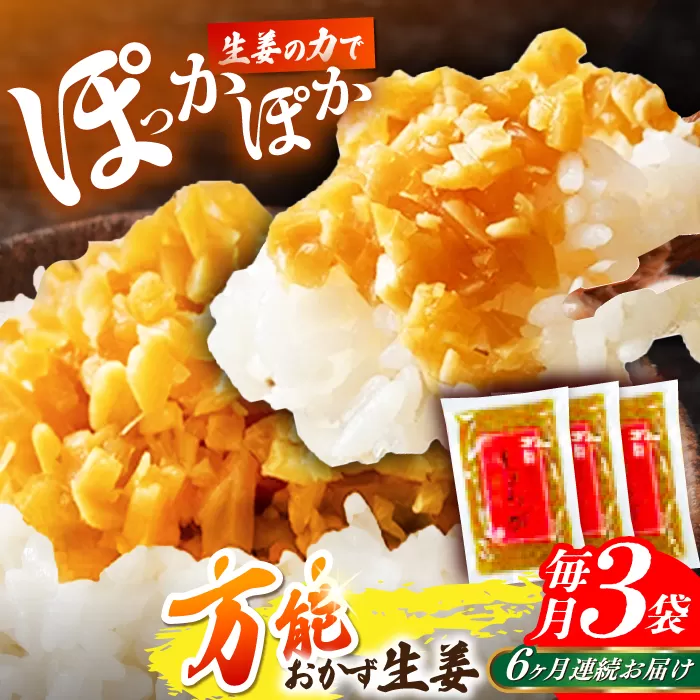 【6回定期便】高知の生姜使った【万能おかず生姜】3袋セット / しょうが おかずしょうが 【株式会社 四国健商】 [ATAF144]
