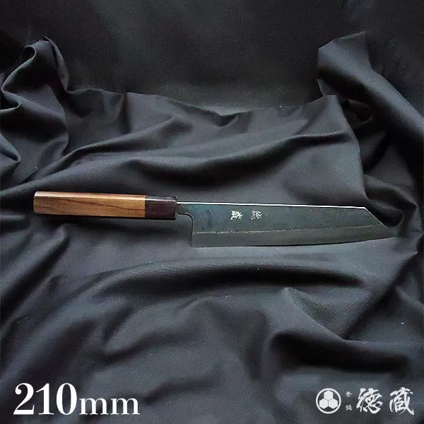 土佐黒打ち刃物 切付包丁 210mm 黒打ち積層 両刃 青紙2号 紫檀八角 ダマスカス 徳蔵オリジナル 【37011】【グレイジア株式会社】[ATAC110]