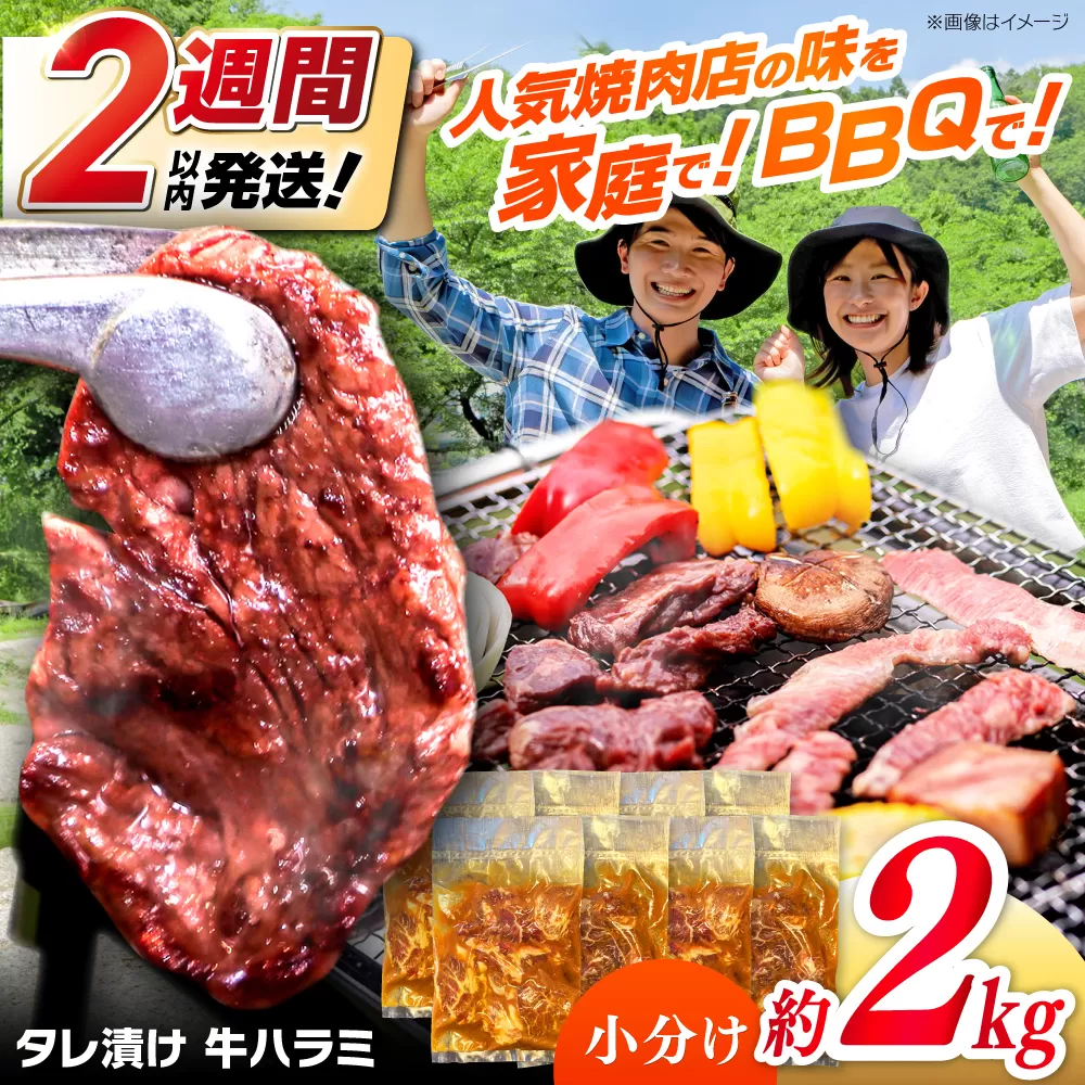 タレ漬け 牛ハラミ 約250g×8パック 計約2kg【焼肉寛十郎】小分け 個包装 味付け タレ たれ 高知県 お肉 牛肉 贅沢 焼き肉 BBQ バーベキュー 訳あり わけあり ワケアリ はらみ [ATDO015]