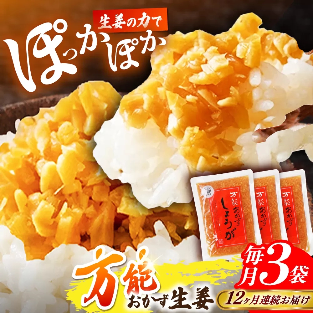 【12回定期便】高知県産生姜を使った、万能おかず生姜3袋セット / しょうが おかずしょうが 【株式会社 四国健商】 [ATAF145]