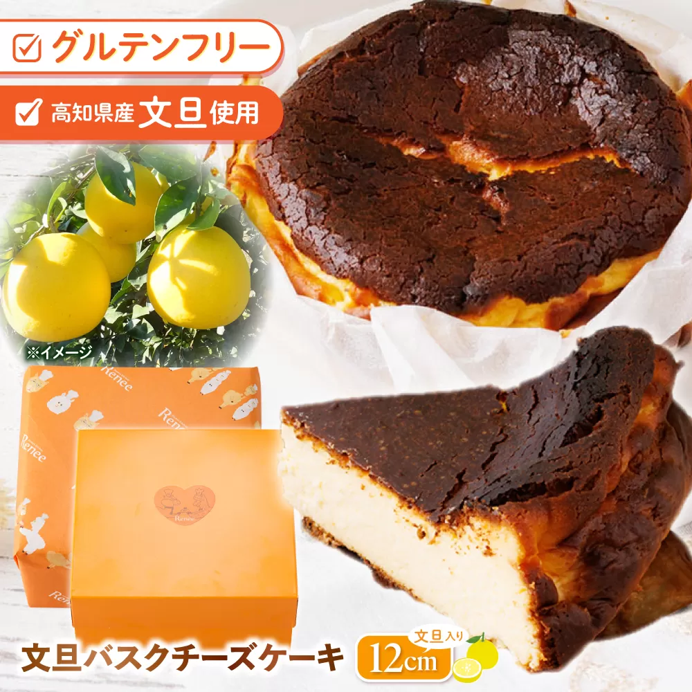 文旦バスクチーズケーキ 絵本作家柴田ケイコさんデザイン キャラクターステッカー3枚付き 直径12cm (1ホール)  / 冷凍 チーズケーキ チーズ ケーキ 手作り スイーツ デザート【菓子工房レネー】 [ATDE006]