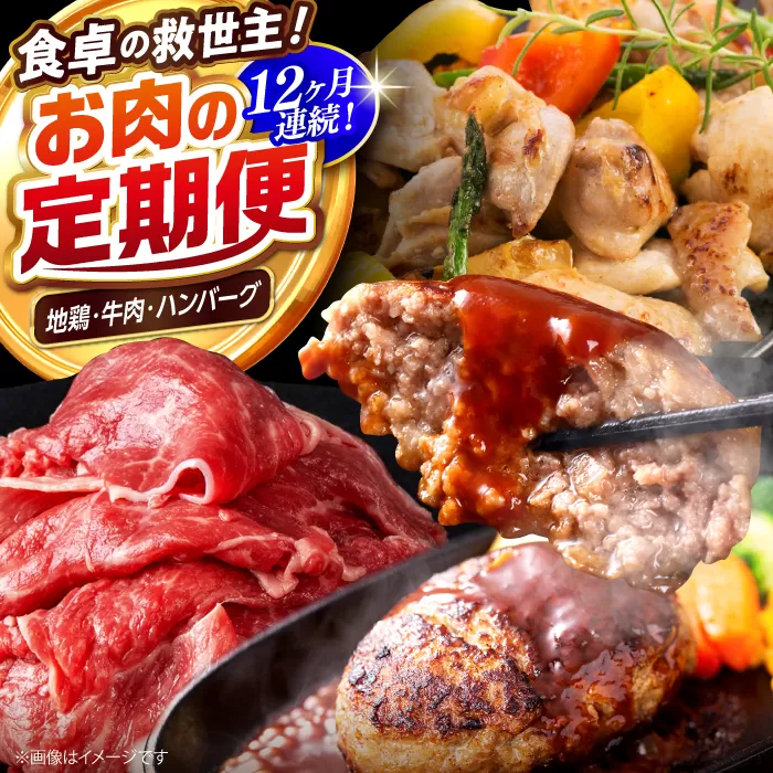【12回定期便】高知の肉定期便〈はちきん地鶏・土佐あかうし・ハンバーグ〉少量セット【合同会社土佐あぐりーど】 [ATBO034]