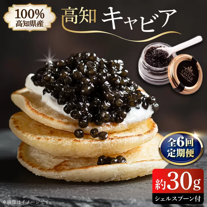 【6回定期便】高知県産熟成キャビア約30g (化粧箱) シェルスプーン付Black Jewel 【興洋フリーズ株式会社】 [ATBX101]