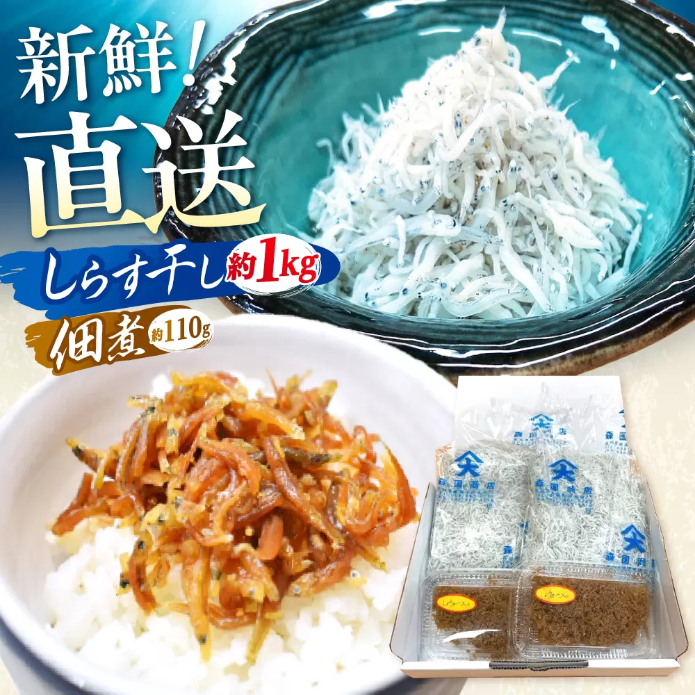 しらす干し（約1kg）と佃煮（約110g）セット/森国商店　浜で瞬時に釜出し　高知のしらす【グレイジア株式会社】 [ATAC486]