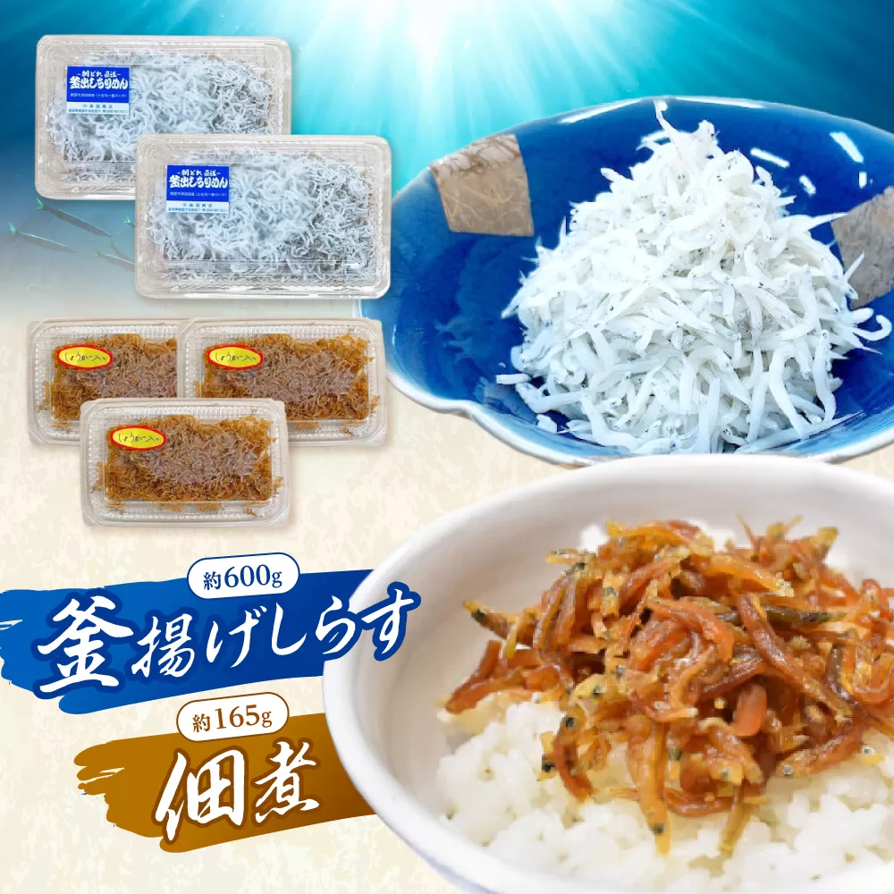 釜揚げしらす（約600g）と佃煮（約165g）のセット/森国商店　浜で瞬時に釜出し　高知のしらす【グレイジア株式会社】 [ATAC490]