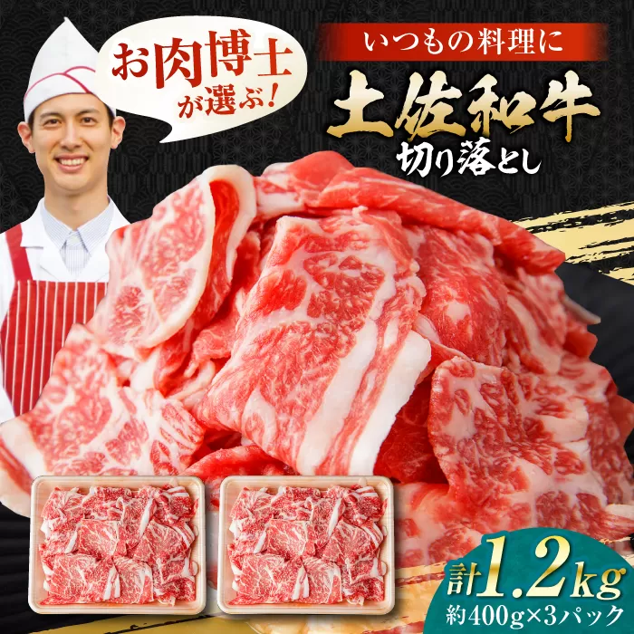 高知県産 土佐和牛 切り落とし 炒め物 すき焼き用 約400g×3 総計1.2kg 牛肉 切落しすきやき 国産 【(有)山重食肉】 [ATAP037]
