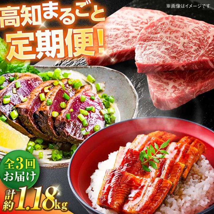 【3回定期便】高知をまるごと定期便〈鰹タタキ2節・うなぎ蒲焼き２尾・土佐あかうし300g〉 【株式会社Dorago】 [ATAM038]