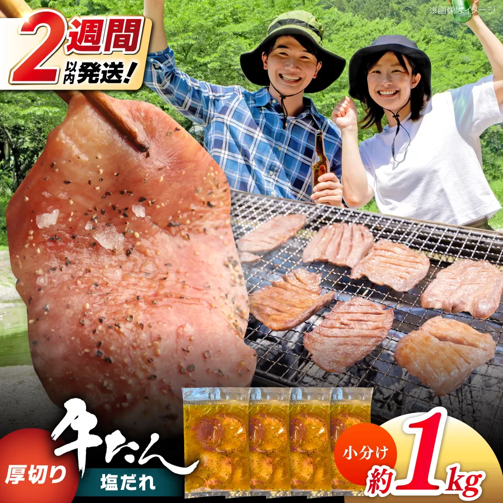 厚切り 牛タン 塩だれ 約250g×4パック 計約1kg 小分け 個包装 味付け タレ たれ 高知県 お肉 牛肉 贅沢 焼き肉 BBQ バーベキュー 訳あり わけあり ワケアリ 牛たん 【焼肉寛十郎】 [ATDO022]