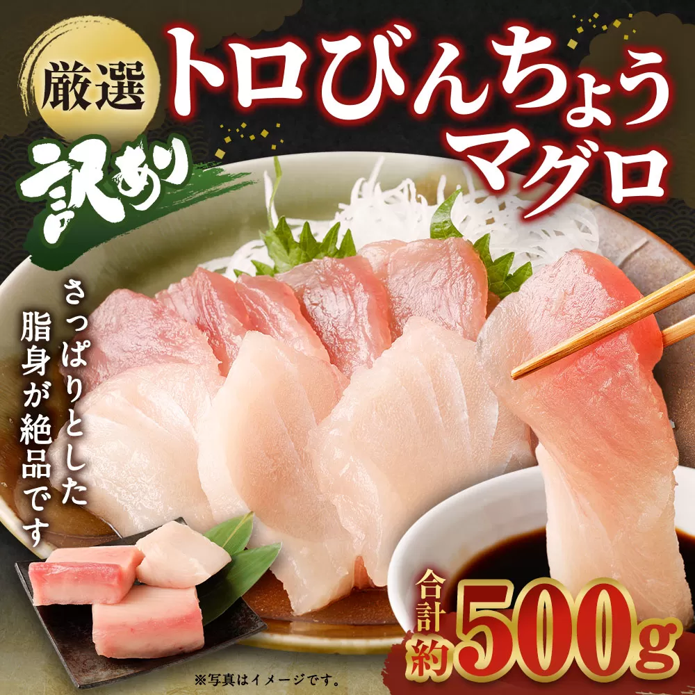 【緊急支援品】 【訳あり】 厳選 トロびんちょうマグロ 約500g ふるさと納税限定 とろびんちょう びんながまぐろ びんとろビントロ ビンチョウマグロ 魚 惣菜 刺し身 冷凍 故郷納税 送料無料 ge014