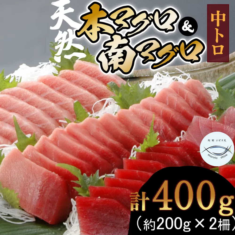 天然本マグロ　天然南マグロ　中トロ各１柵　（計４００ｇ）　食べ比べ