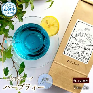 ＜6回定期便＞ ハーブ仁淀川産 自然栽培ハーブ 高知ブルース ハーブティー ティーバッグタイプ 7袋入り×2個セット