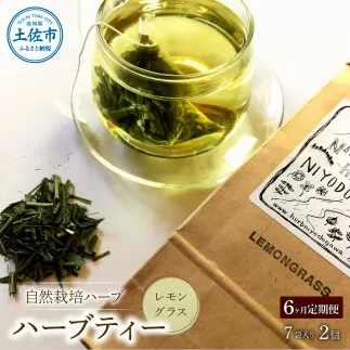 《6ヵ月定期便》ハーブ仁淀川産 自然栽培ハーブ レモングラス ハーブティー ティーバッグタイプ 2個セット 7袋入り×2個 定期便 定期コース 全6回 ティーバッグ 無農薬 高知