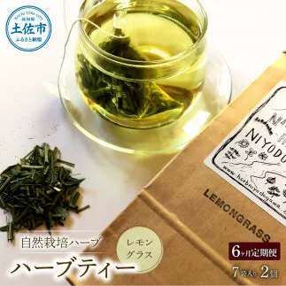 《6ヵ月定期便》ハーブ仁淀川産 自然栽培ハーブ レモングラス ハーブティー ティーバッグタイプ 2個セット 7袋入り×2個