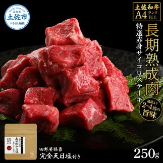 土佐和牛 特選赤身サイコロステーキ250g 田野屋銀象完全天日塩1P付き 長期熟成肉 田野屋銀象 完全天日塩付き 赤身 ステーキ 肉 お肉 和牛 牛肉 国産 牛【株式会社LATERAL】 [BQAU055]