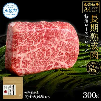 土佐和牛 特選ロースブロック300g 田野屋銀象完全天日塩1P付き 長期熟成肉 田野屋銀象 完全天日塩付き ロース 牛肉 ブロック 肉 お肉 和牛 国産 牛 熟成肉 ブロック肉 贅沢 真空パック