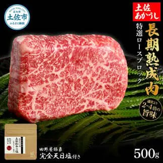 特選 ロースブロック 土佐あかうし 長期熟成肉 500g 田野屋銀象 完全天日塩付き ロース 牛肉 ブロック 肉 お肉 和牛 国産 牛 熟成肉 ブロック肉 豪華 贅沢 真空パック 冷凍配送