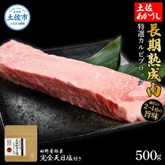 特選 カルビブロック 土佐あかうし 長期熟成肉 500g 田野屋銀象 完全天日塩付き カルビ 牛肉 ブロック 肉 お肉 和牛 国産 牛 熟成肉 ブロック肉 豪華 贅沢【株式会社LATERAL】 [BQAU011]