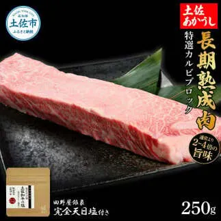 特選 カルビブロック 土佐あかうし 長期熟成肉 250g 田野屋銀象 完全天日塩付き カルビ 牛肉 ブロック 肉 お肉 和牛 国産 牛 熟成肉 ブロック肉 豪華 贅沢 真空パック 冷凍配送