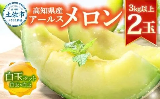 高級土佐アールスメロン2玉入り メロン めろん 白玉セット 白玉×白玉 3kg以上 舐瓜 果物 くだもの フルーツ デザート スイーツ おやつ 高級 常温 配送【森岡　敬】 [BQBA003]