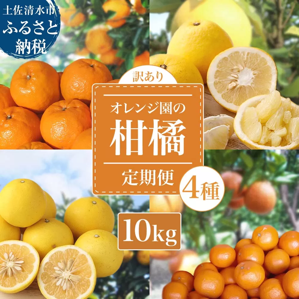 【令和８年発送 訳あり】 オレンジ園の柑橘4種（ぽんかん・文旦・タンカン・小夏）各10kg 4回定期便 ポンカン ぶんたん 果物 蜜柑 みかん ミカン 柑橘 フルーツ デザート 常温 配送【J00101】