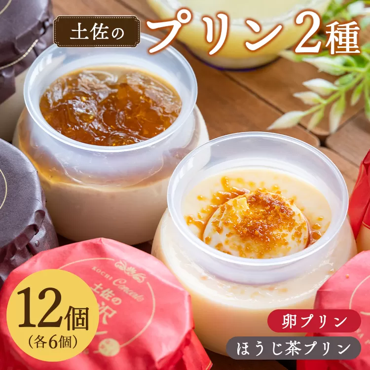 プリン2種 合計12個(卵・ほうじ茶) - ぷりん 食べ比べ 洋菓子 お菓子 おやつ スイーツ デザート 詰め合わせ 詰合せ ギフト 母の日 お礼 御礼 贈答 プレゼント のし対応可 熨斗 美味しい おいしい 甘い 菓子工房コンセルト 高知県 香南市