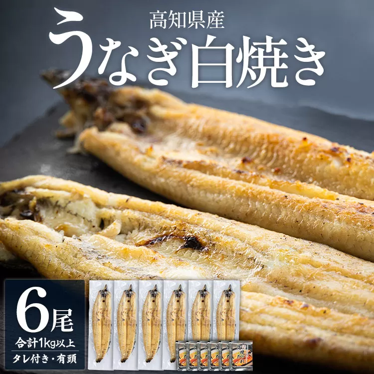 高知県産うなぎの白焼き 180〜210g×6尾 - エコ包装 国産 うなぎ 白焼き 鰻 冷凍 高知 yw-0123