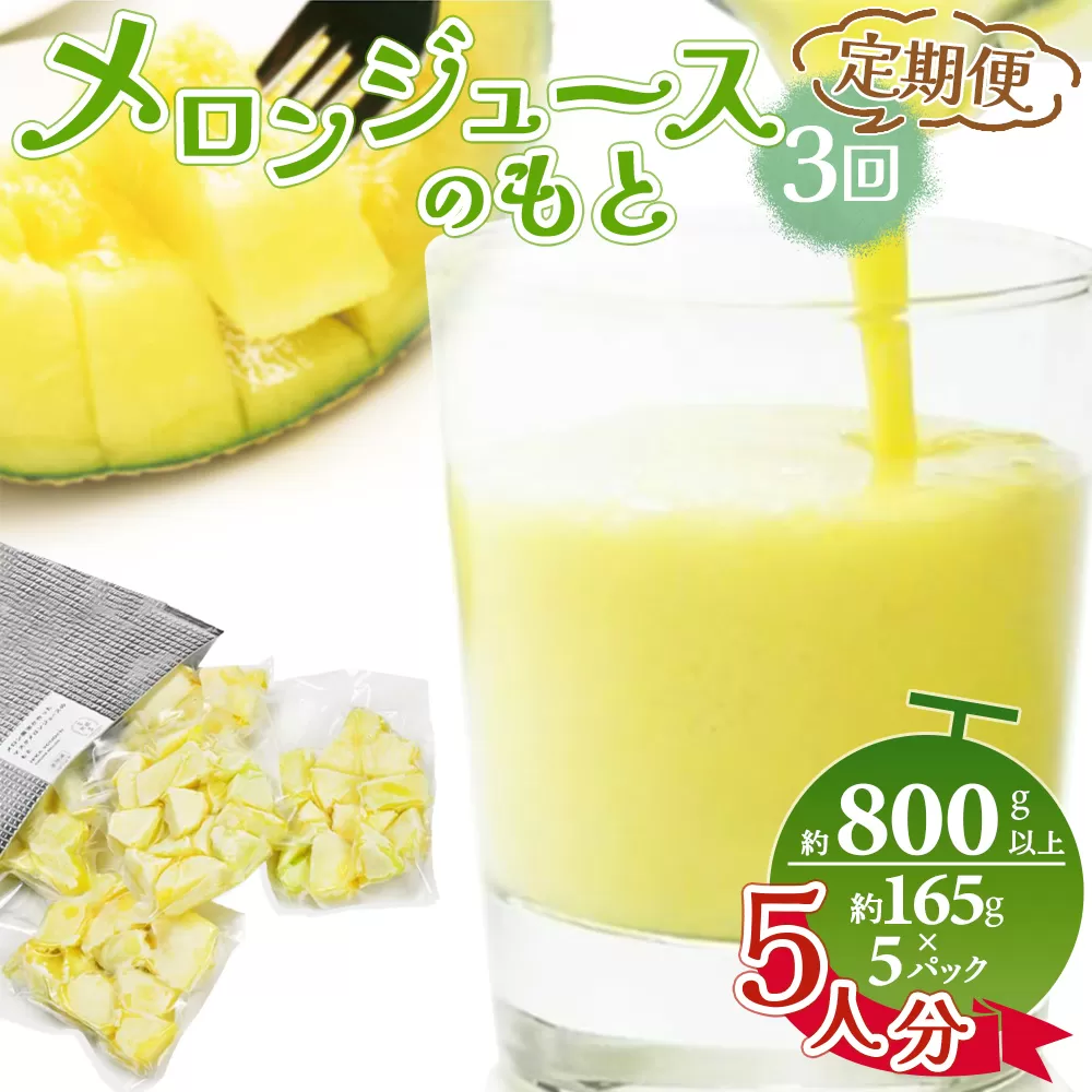 【3回定期便】メロンジュースのもと 約800ｇ 約165g×5パック - 国産 マスクメロン 完熟 飲み物 飲料 甘い フルーツジュース ジュース スムージー アレンジ 果物 くだもの フルーツ めろん 篤農 高知県 香南市 冷凍 Wtn-0034