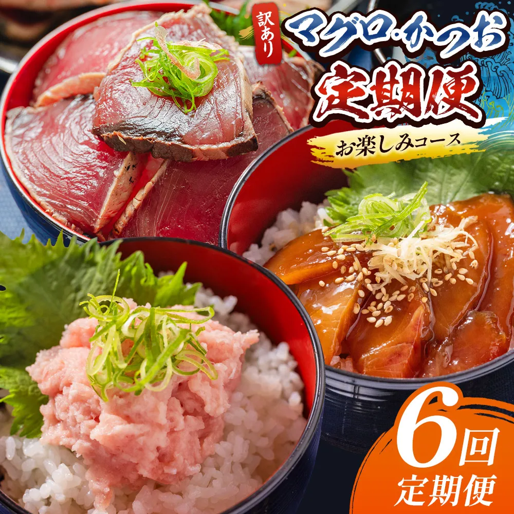 【6回定期便】マグロ かつおお楽しみ定期便 - 訳あり マグロ 鮪 カツオ 鰹 漬けマグロ たたき ネギトロ 配送回数 定期便 小分け 海鮮 魚介 冷凍食品 加工品 海鮮丼 刺身 株式会社大熊 高知県 香南市 冷凍 Wda-0052