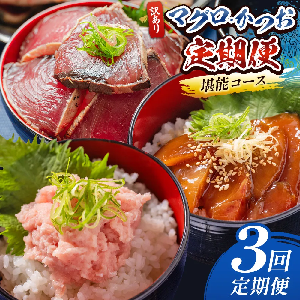 【３回定期便】マグロ かつお堪能定期便 - 訳あり マグロ 鮪 カツオ 鰹 漬けマグロ たたき ネギトロ 配送回数 定期便 小分け 海鮮 魚介 冷凍食品 加工品 海鮮丼 刺身 株式会社大熊 高知県 香南市 冷凍 Wda-0055