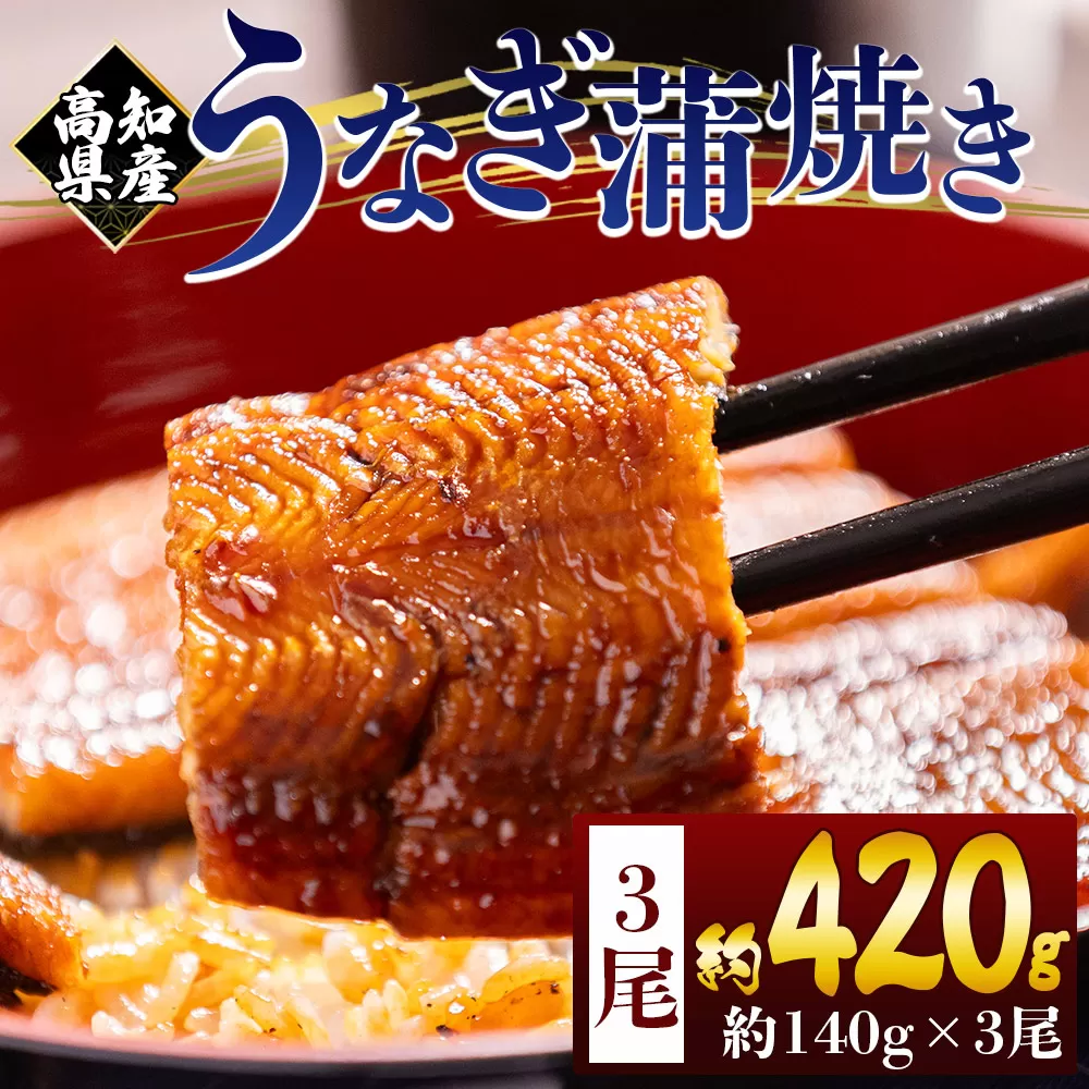 高知県産蒲焼きうなぎ 約140g 3尾 計約420g - 国産 鰻 ウナギ 養殖 かばやき タレ付き たれ おつまみ スタミナ 土用の丑の日 うな丼 うな重 丼ぶり 一品 おかず 香南市 冷凍 fb-0145