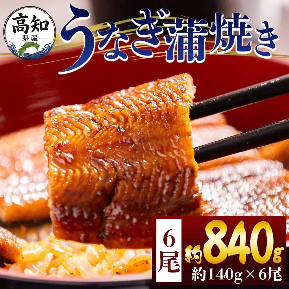 高知県産蒲焼きうなぎ 約140g 6尾 計約840g - 国産 鰻 ウナギ 養殖 かばやき タレ付き たれ おつまみ スタミナ 土用の丑の日 うな丼 うな重 丼ぶり 一品 おかず 香南市 冷凍 fb-0148