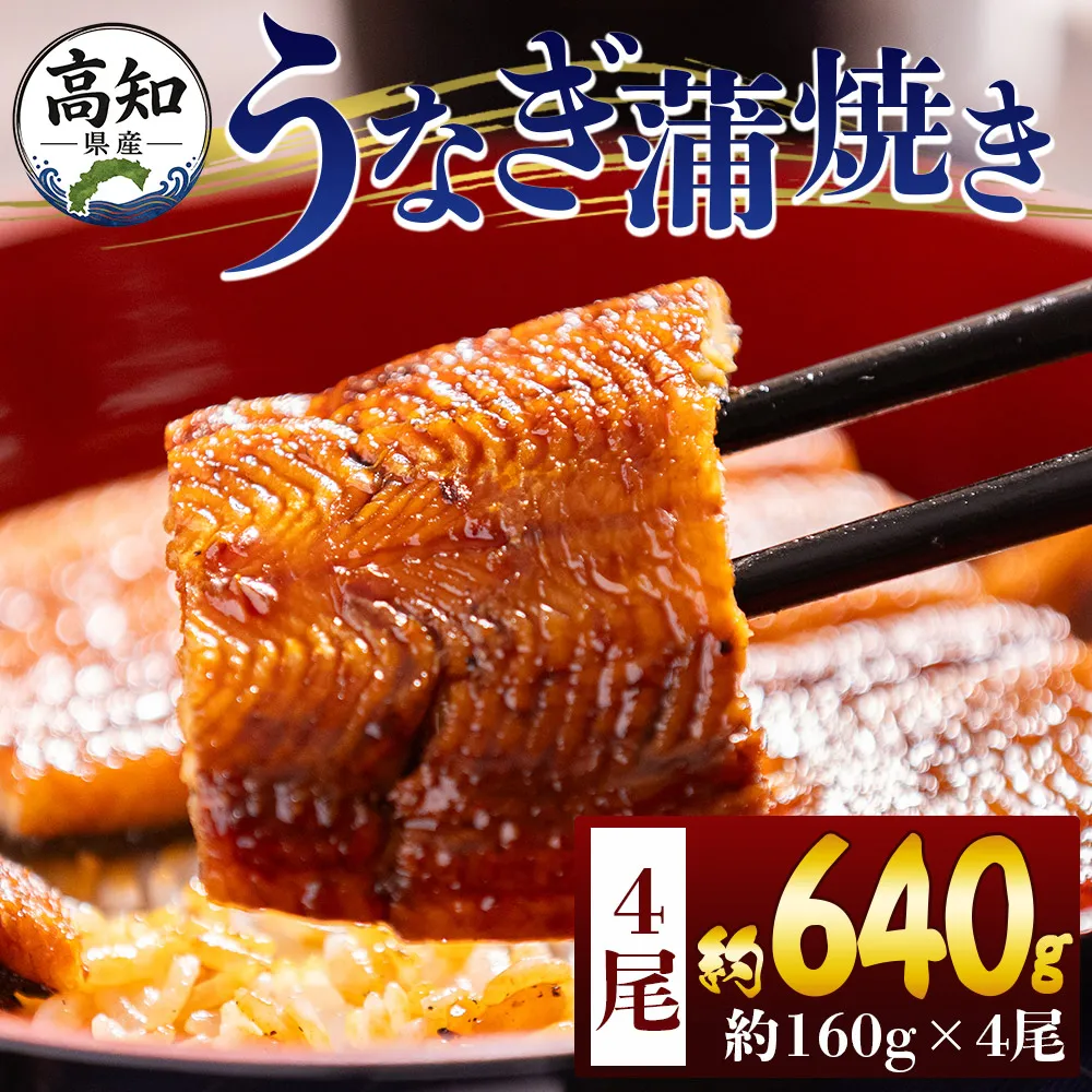 高知県産蒲焼きうなぎ 160g 4尾 計640g - 国産 鰻 ウナギ 養殖 かばやき タレ付き たれ おつまみ スタミナ 土用の丑の日 うな丼 うな重 丼ぶり 一品 おかず 香南市 冷凍 fb-0154