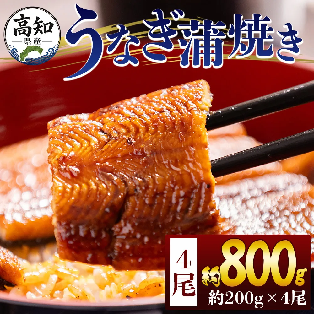 高知県産蒲焼きうなぎ 200g 4尾 計800g - 国産 鰻 ウナギ 養殖 かばやき タレ付き たれ おつまみ スタミナ 土用の丑の日 うな丼 うな重 丼ぶり 一品 おかず 香南市 冷凍 fb-0161