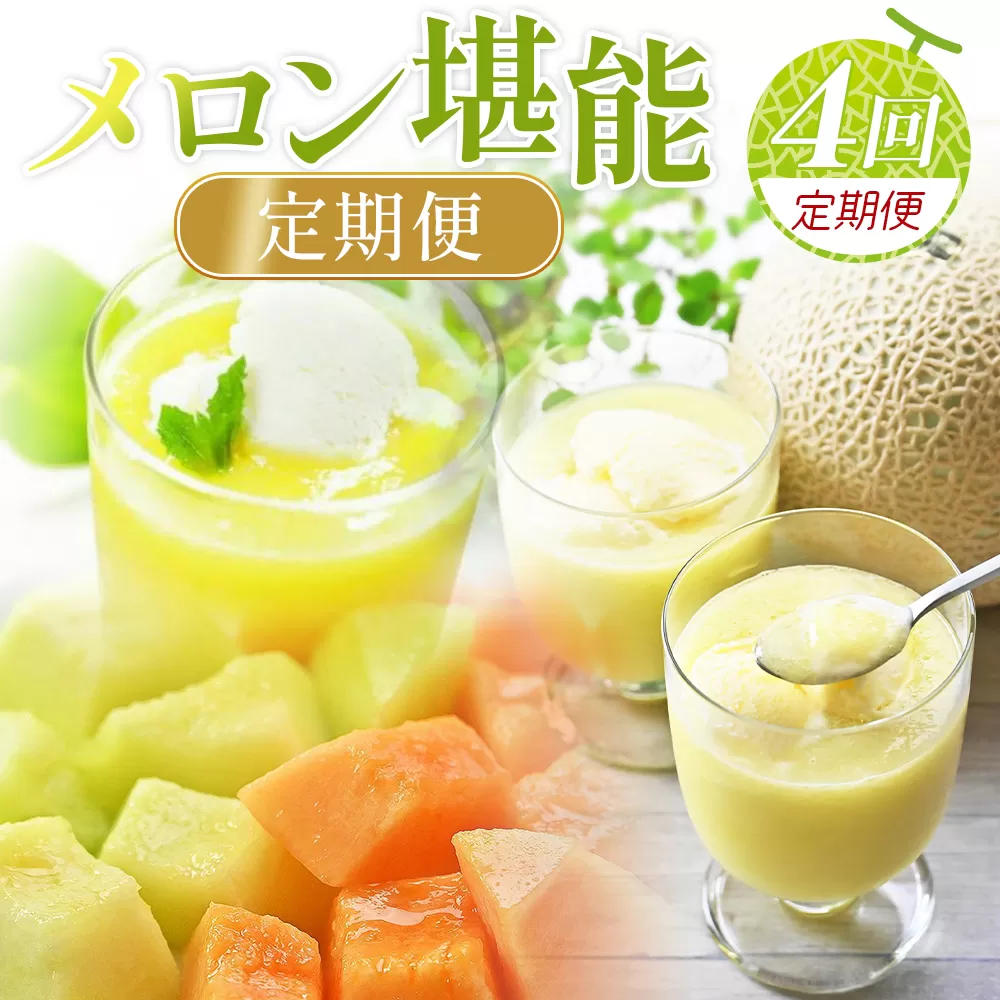 [4回定期便]メロン堪能定期便 - 国産 マスクメロン 完熟 赤肉 青肉 家庭用 フルーツ 果物 ピューレ シャーベット 飲み物 飲料 フルーツジュース 篤農 高知県 香南市 常温 冷凍 Wtn-0042