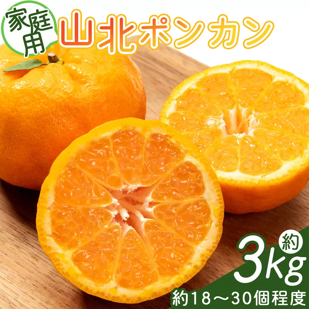 山北ポンカン 家庭用 3kg(約18〜30個程度) - 果物 フルーツ 柑橘類 ぽんかん ミカン 蜜柑 訳アリ わけあり 生産者応援 甘い おいしい 美味しい 山北みらい 高知県 香南市 常温 yk-0055