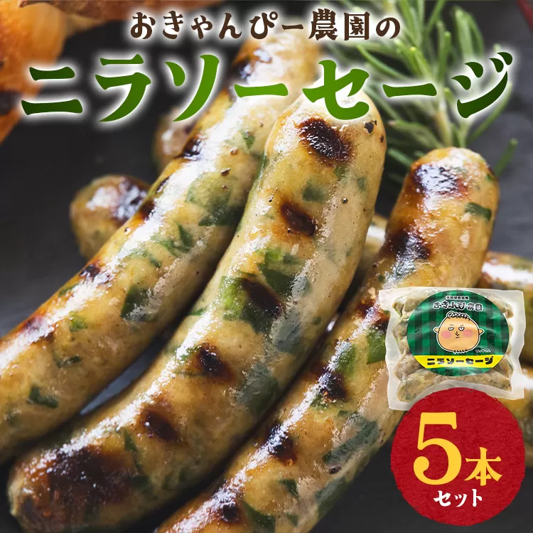 おきゃんぴー農園のニラソーセージ 1袋 合計5本 - ウィンナー ウインナー 惣菜 加工品 にら 韮 香味野菜 やさい 葉物 国産 おつまみ おかず 鍋 ご飯のお供 バーベキュー ギフト 高知県 香南市 on-0019