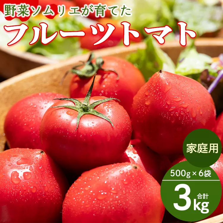 家庭用 野菜ソムリエが育てた フルーツトマト 500g×6袋 合計3kg - 野菜 とまと 産地直送 料理 アレンジ サラダ 完熟 甘い あまい フレッシュ さっぱり 酸味 うしの恵 小分け おいしい 国産 高知県 香南市 mj-0022