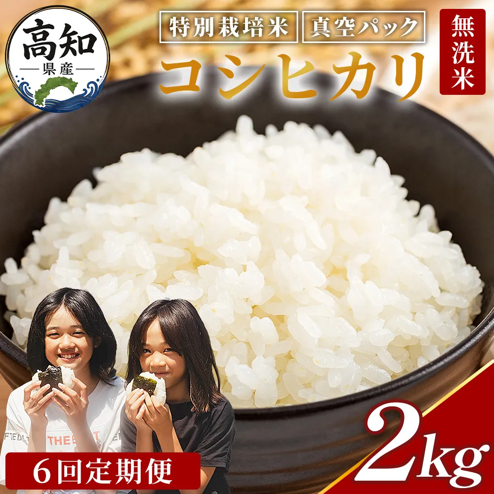 【6回定期便】令和8年産 高知県香南市産 特別栽培米 コシヒカリ 2kg - 国産 米 お米 こしひかり 白米 どうぞ ごはん おにぎり ご飯 防災 非常食 備蓄 kome 高知県 香南市 常温 Wnu-0014