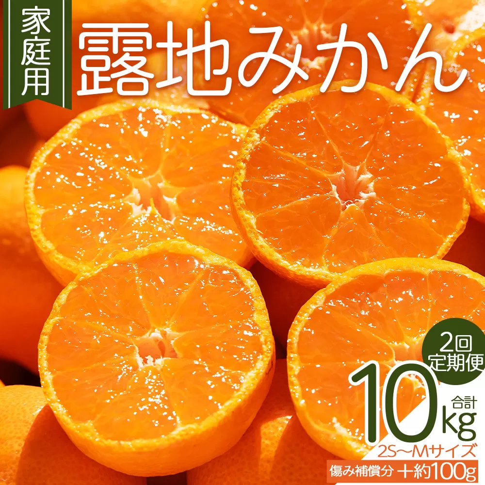 【２回定期便】露地みかん(2S～Mサイズ) 5kg 家庭用 （傷み補償分 ＋約100g）- ミカン 蜜柑 柑橘 酸味 甘い あまい フルーツ 果物 果実 青果 訳あり わけあり ご自宅用 キズ有 高知県 香南市 常温 Wom-0008