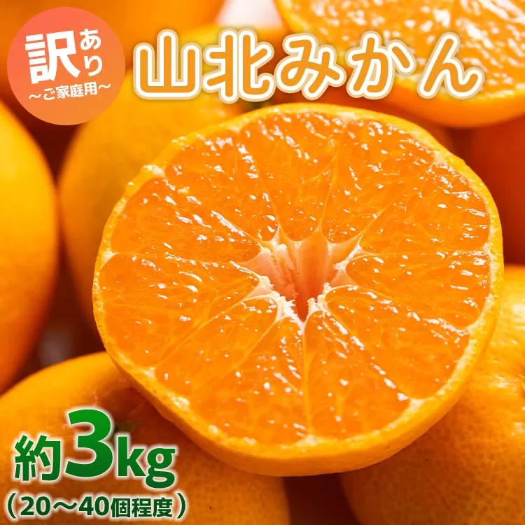 訳あり 山北みかん ご家庭用 3kg 約20〜40個入り - 果物 フルーツ 柑橘類 温州みかん ミカン 蜜柑 訳アリ わけあり 生産者応援 甘い おいしい 美味しい 山北みらい 高知県 香南市