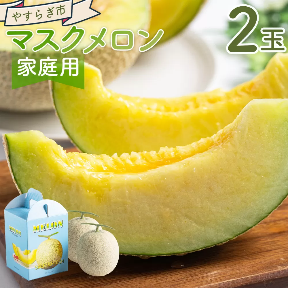 【令和8年3月発送開始】マスクメロン 2玉 家庭用 - 国産 メロン 果物 フルーツ 青果 濃厚 デザート 訳あり 訳アリ ご家庭用 不揃い 傷 やすらぎ市 高知県 香南市 常温 yr-0089