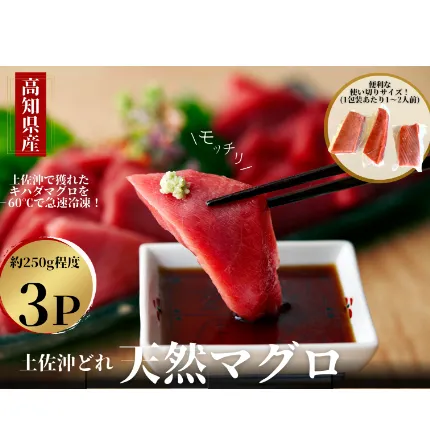 【四国一小さなまち】 　≪カネアリ水産≫ 　土佐沖どれ　キハダマグロ（約250g×3柵）