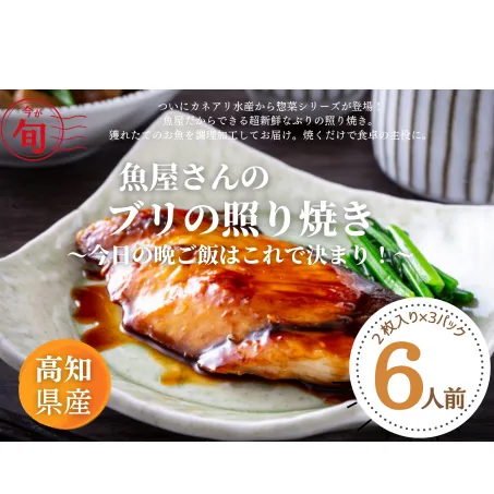 【四国一小さなまち】 ★カネアリ水産★ 今日の晩御飯 ～ 魚屋が作るブリの照り焼き ～　2枚×3パック
