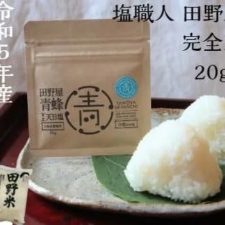 ★ 令和5年産 新米 ★【四国一小さなまち】 田野米 5kg ＋ 田野屋青蜂 完全天日塩 20g セット　～ 精米 ・ 白米 ～